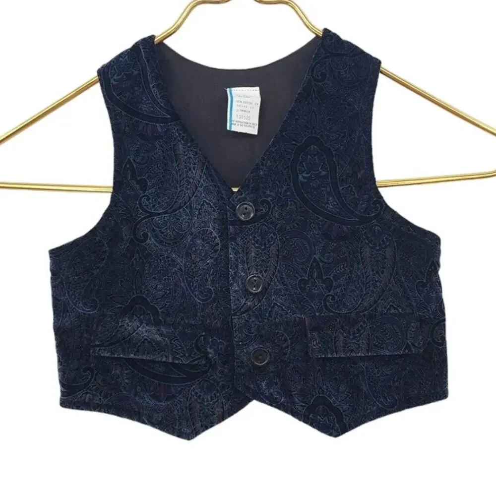 Adorable Vintage Boys Dress Vest Crushed‎ Velvet Size 3T